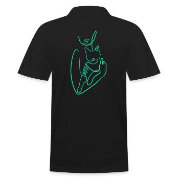 Single line cat love - Men's Polo Shirt - black - Back - Kai (181cm)