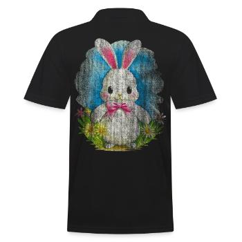 Weisser Hase Ostern - Männer Poloshirt - Schwarz - Hinten - Kai (181cm)