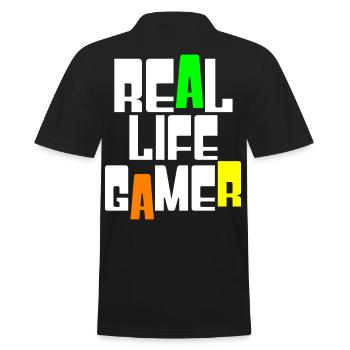 Real Life Gamer - Männer Poloshirt - Schwarz - Hinten - Kai (181cm)