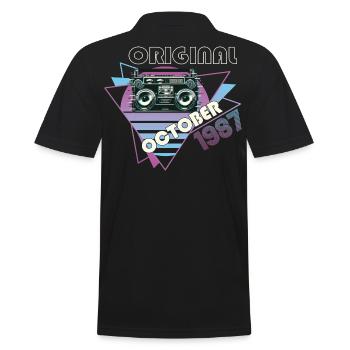 Vintage 1987 35 Cadeau Anniversaire Rétro Cassette - Polo Homme - noir - Dos - Kai (181cm)