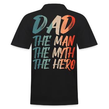 Dad the man the myth the hero - Men's Polo Shirt - black - Back - Kai (181cm)