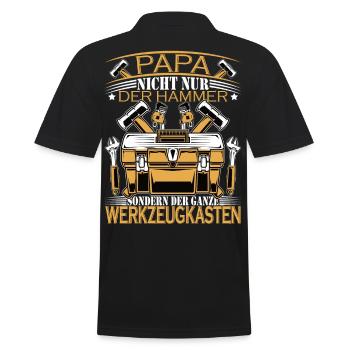 Papa | Nicht nur der Hammer sondern | Handwerker - Männer Poloshirt - Schwarz - Hinten - Kai (181cm)