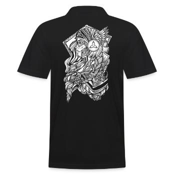 Schildmaid Walküre - Kriegerin der Germanen Viking - Männer Poloshirt - Schwarz - Hinten - Kai (181cm)