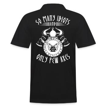 Lustiger Wikinger Spruch Wenige Äxte viele Idioten - Männer Poloshirt - Schwarz - Hinten - Kai (181cm)