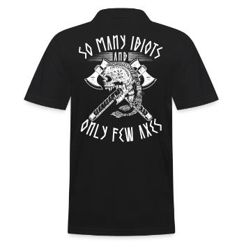 Lustiger Wikinger Krieger Spruch mit Äxten - Männer Poloshirt - Schwarz - Hinten - Kai (181cm)
