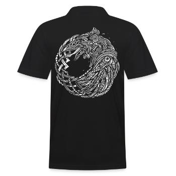 Odins Raben Hugin Munin Keltische Wikinger Knoten - Männer Poloshirt - Schwarz - Hinten - Kai (181cm)