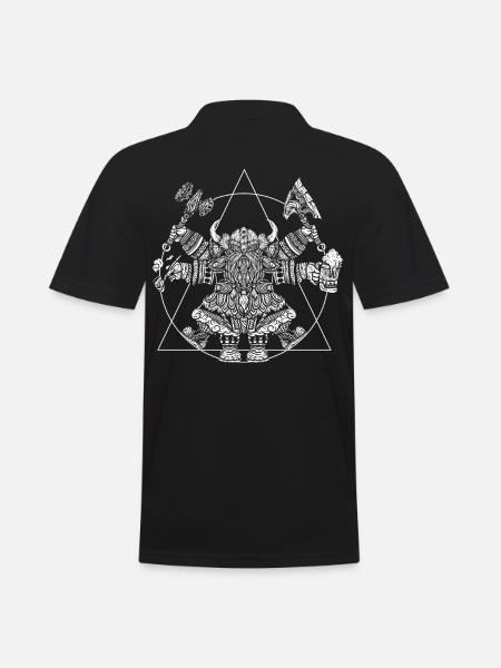 Funny Vitruvian Viking warrior - Men's Polo Shirt - black
