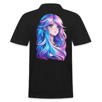 Manga Girl Anime Otaku Design Kawaii Chibi Cosplay - Men's Polo Shirt - black - Back - Kai (181cm)