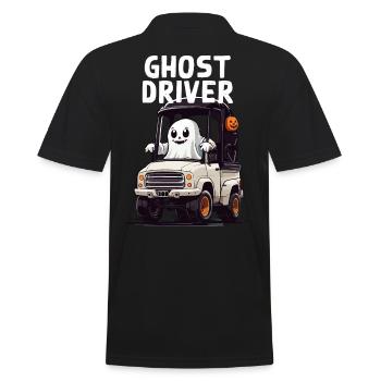 Ghost Driver Funny Halloween Spooky Design - Men's Polo Shirt - black - Back - Kai (181cm)