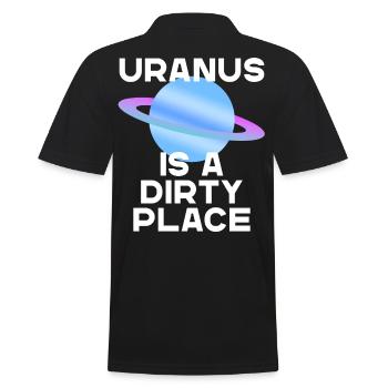 Uranus Humorous Space Design Saying - Men's Polo Shirt - black - Back - Kai (181cm)