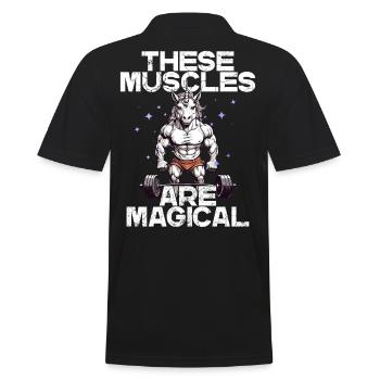 Magic Muscles Unicorn Fitness Saying - Men's Polo Shirt - black - Back - Kai (181cm)