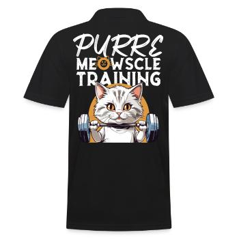 Plaisir de la musculation pour chat « Purre Meowscle Training » - Polo Homme - noir - Dos - Kai (181cm)