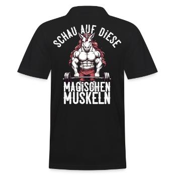 Einhorn Bodybuilder Magische Muskeln Design - Männer Poloshirt - Schwarz - Hinten - Kai (181cm)