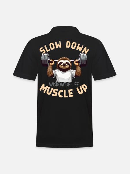 Motivationsfaultier Workout Bodybuilding Fun - Männer Poloshirt - Schwarz