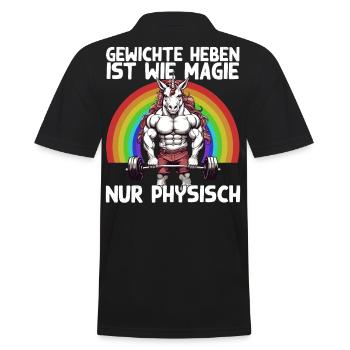 Magisches Einhorn Bodybuilding Spruch Design - Männer Poloshirt - Schwarz - Hinten - Kai (181cm)
