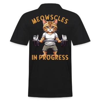 Cat Bodybuilder « Miaousses en cours » Dire - Polo Homme - noir - Dos - Kai (181cm)