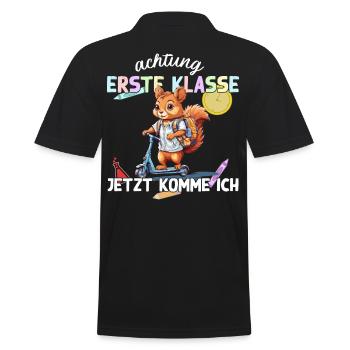 Eichhörnchen Schulstart Erste Klasse Roller - Männer Poloshirt - Schwarz - Hinten - Kai (181cm)