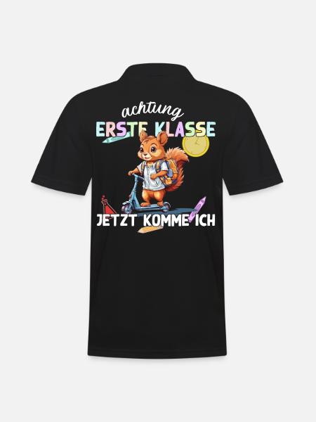 Eichhörnchen Schulstart Erste Klasse Roller - Männer Poloshirt - Schwarz