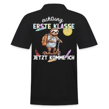 Faultier Erste Klasse Einschulung Roller Design - Männer Poloshirt - Schwarz - Hinten - Kai (181cm)