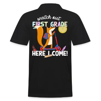 Cute Fox School Enrollment School Way School - Men's Polo Shirt - black - Back - Kai (181cm)
