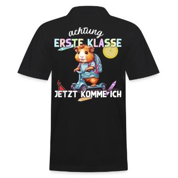 Meerschweinchen Erste Klasse Einschulung Design - Männer Poloshirt - Schwarz - Hinten - Kai (181cm)