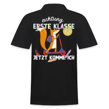 Fuchs Schulkind Einschulung Erste Klasse Design - Männer Poloshirt - Schwarz - Hinten - Kai (181cm)