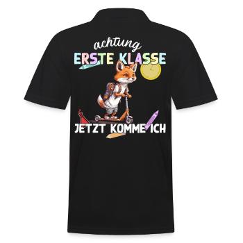 Fuchs Erstklässler Einschulung Schulstart Design - Männer Poloshirt - Schwarz - Hinten - Kai (181cm)