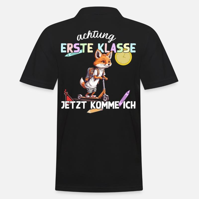 Fuchs Erstklässler Einschulung Schulstart Design - Männer Poloshirt - Schwarz