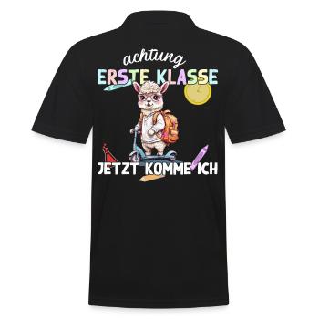 Alpaka Schulkind Roller Erste Klasse Einschulung - Männer Poloshirt - Schwarz - Hinten - Kai (181cm)