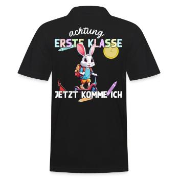 Schulkind Hase Erste Klasse Einschulungsdesign - Männer Poloshirt - Schwarz - Hinten - Kai (181cm)