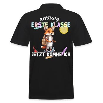 Fuchs Schulanfang Erste Klasse Einschulung - Männer Poloshirt - Schwarz - Hinten - Kai (181cm)