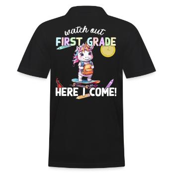 Licorne mignonne premier jour d’école école de skateboard - Polo Homme - noir - Dos - Kai (181cm)