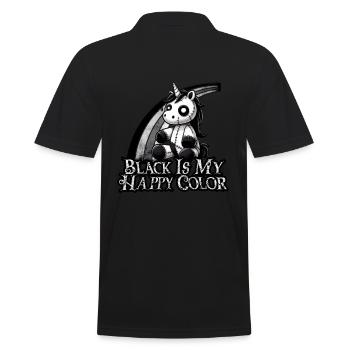 Black Is My Happy Color - Unicorn and Rainbow - Men's Polo Shirt - black - Back - Kai (181cm)
