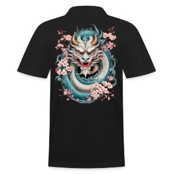 Japanese Dragon Picture Tattoo Aesthetic - Men's Polo Shirt - black - Back - Kai (181cm)