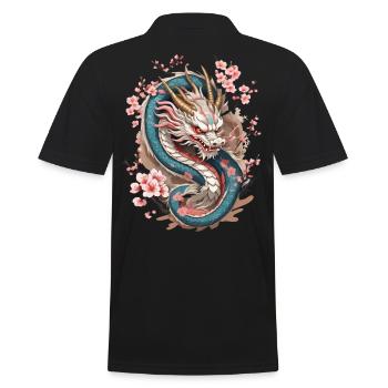 Design esthétique streetwear dragon japonais - Polo Homme - noir - Dos - Kai (181cm)