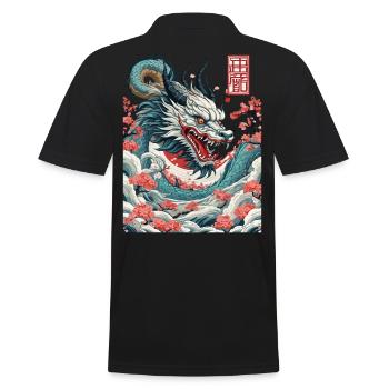 Japanischer Drache Tattoo Aesthetic Streetwear - Männer Poloshirt - Schwarz - Hinten - Kai (181cm)