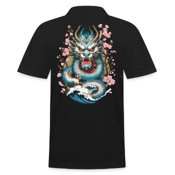 Japanese Dragon Tattoo Aesthetic Streetwear - Men's Polo Shirt - black - Back - Kai (181cm)