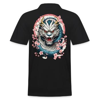 Japanischer Drache Tattoo Aesthetic Streetwear - Männer Poloshirt - Schwarz - Hinten - Kai (181cm)