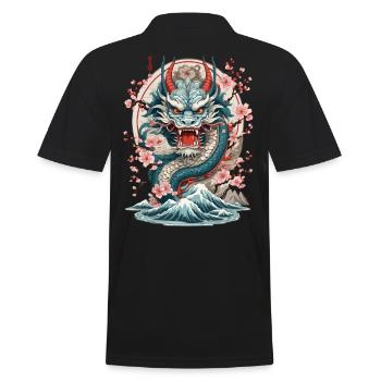 Japanischer Drache Tattoo Aesthetic Streetwear - Männer Poloshirt - Schwarz - Hinten - Kai (181cm)