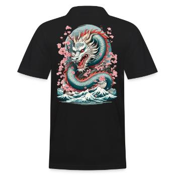 Japanese Dragon Tattoo Aesthetic Streetwear - Men's Polo Shirt - black - Back - Kai (181cm)