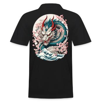 Conception de tatouage de fleur de cerisier de Dragon japonais - Polo Homme - noir - Dos - Kai (181cm)