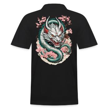 Japanischer Drache Tattoo Aesthetic Streetwear - Männer Poloshirt - Schwarz - Hinten - Kai (181cm)
