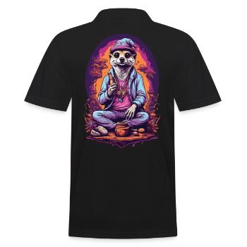 Suricate psychédélique Art Goa Design - Polo Homme - noir - Dos - Kai (181cm)