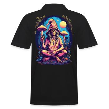 Außerirdischer Psychedelic Art Wald Pilze Musik - Männer Poloshirt - Schwarz - Hinten - Kai (181cm)