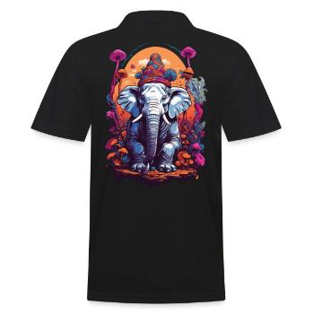 Éléphant psychédélique Art Goa Trance champignons - Polo Homme - noir - Dos - Kai (181cm)