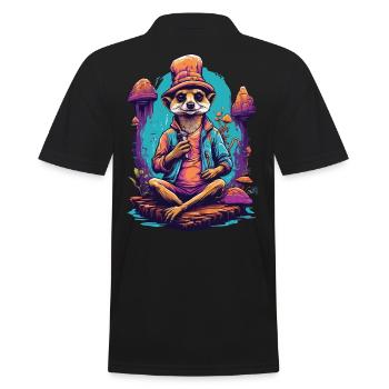 Erdmännchen Psychedelic Art Wald Pilze Musik - Männer Poloshirt - Schwarz - Hinten - Kai (181cm)