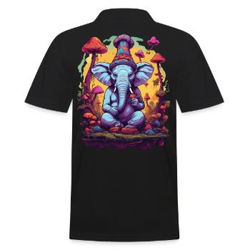 Elefant Psychedelic Art Musik Festival Farben - Männer Poloshirt - Schwarz - Hinten - Kai (181cm)