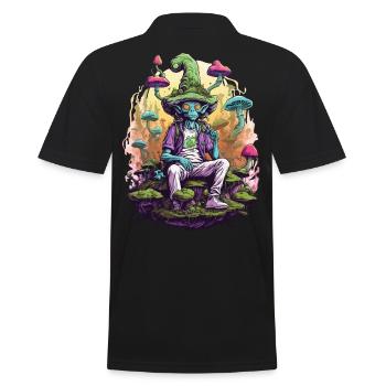 Außerirdischer Psychedelic Art Wald Pilze Musik - Männer Poloshirt - Schwarz - Hinten - Kai (181cm)