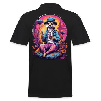 Erdmännchen Psychedelic Art Musik Festival Wald - Männer Poloshirt - Schwarz - Hinten - Kai (181cm)
