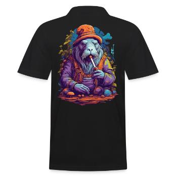 Walross Psychedelic Art Musik Festival Farben - Männer Poloshirt - Schwarz - Hinten - Kai (181cm)